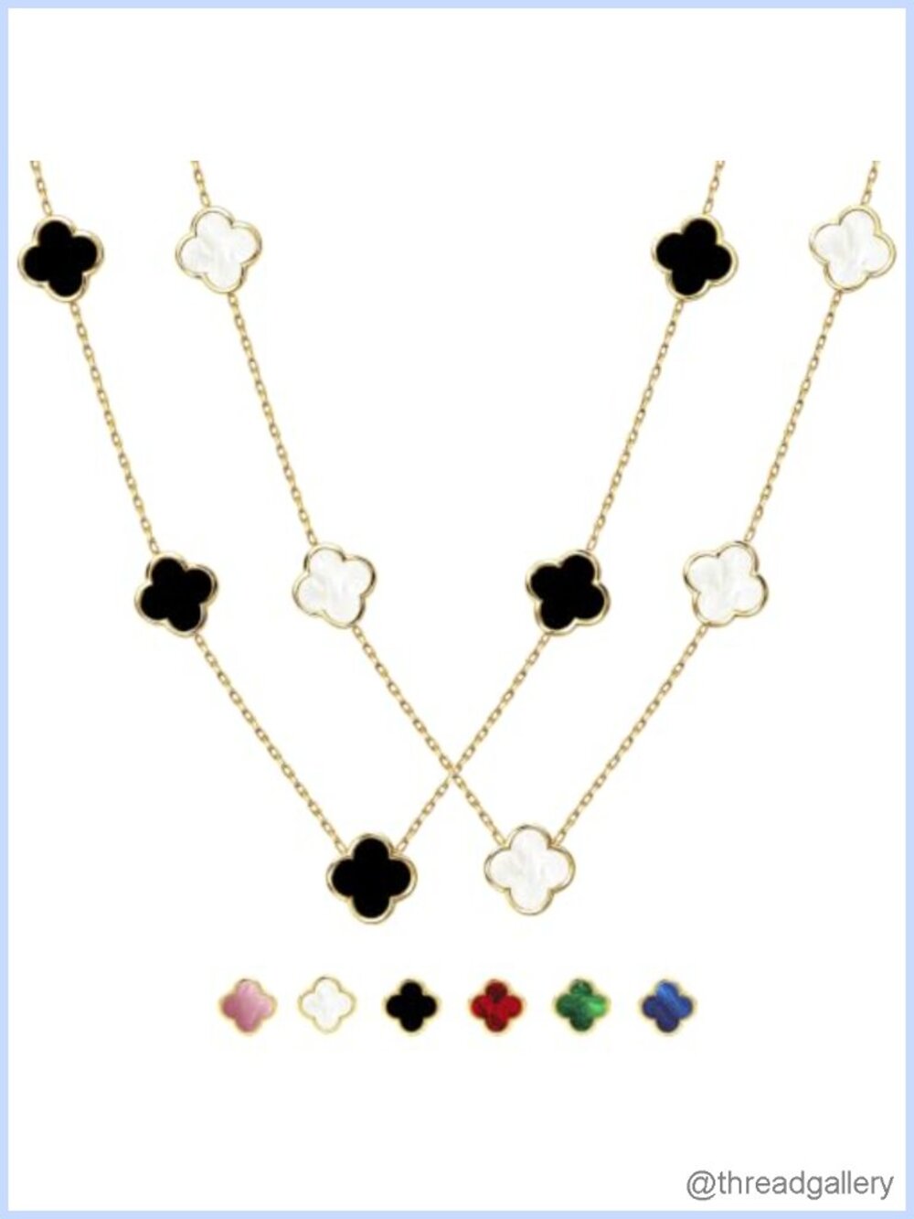 Four Leaf Clover Pendant Necklace Set 18k Gold Plated Lobster Clasp